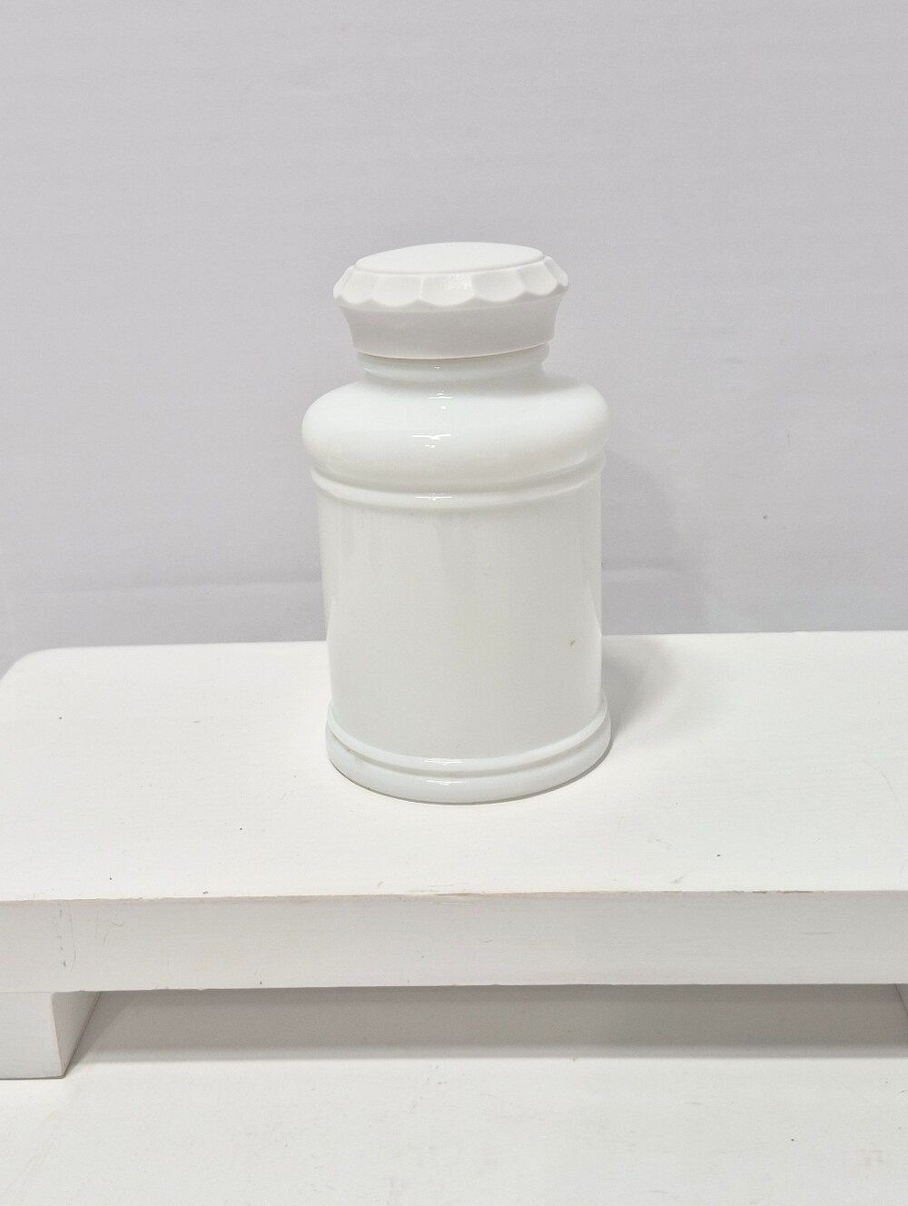 1930's Milk Glass Apothecary Jar with Lid